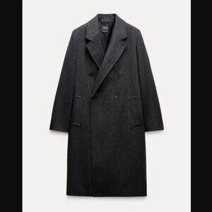 NWT Zara Frock Coat Charcoal Grey Size Medium